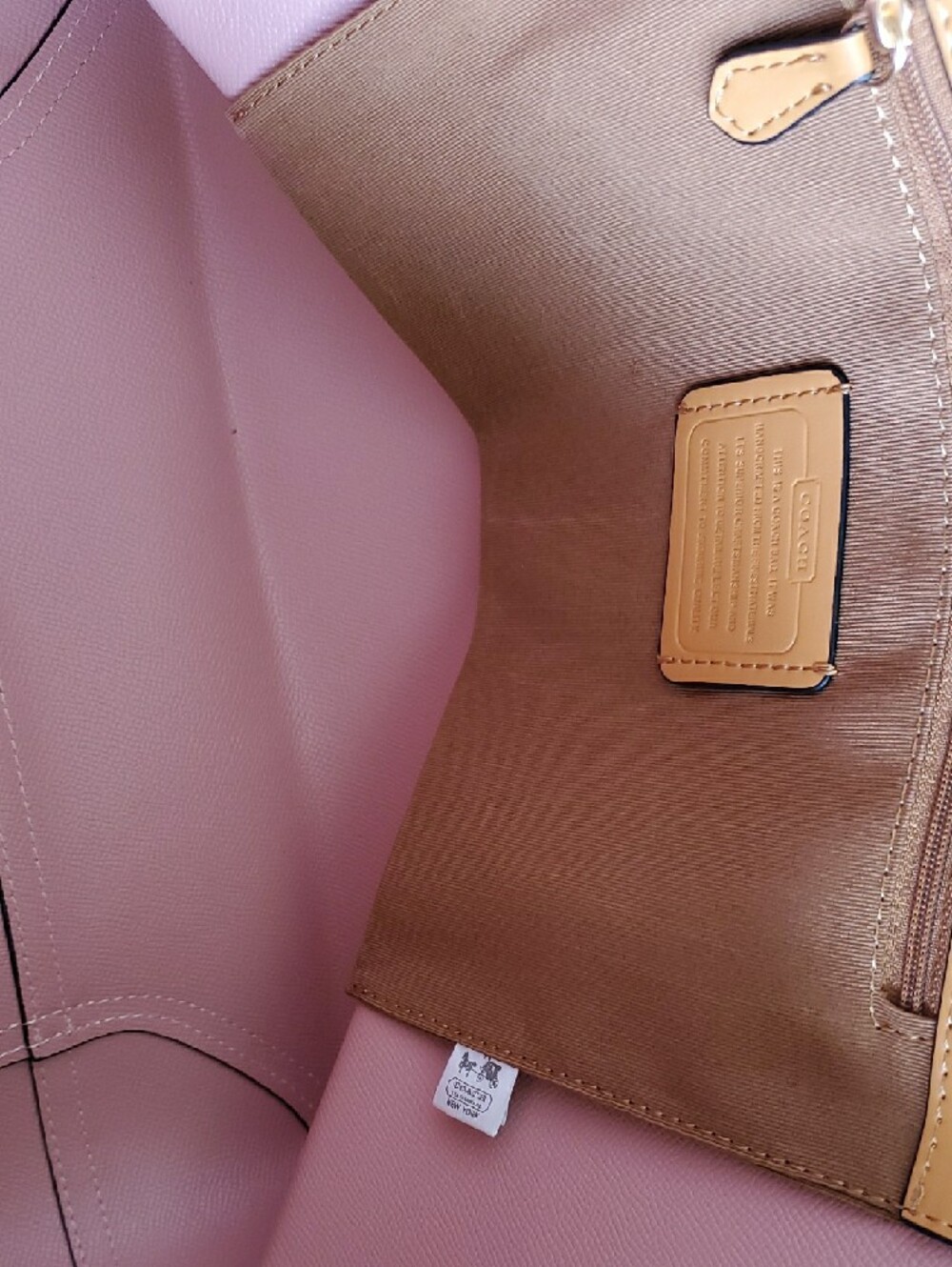 Coach Pink Signature Tote with Tan Trim - Picture 8 of 16